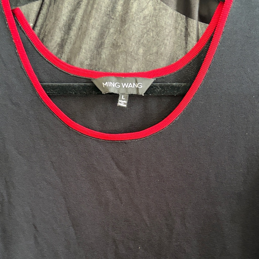 Ming Wang Black Tee with Red Accents